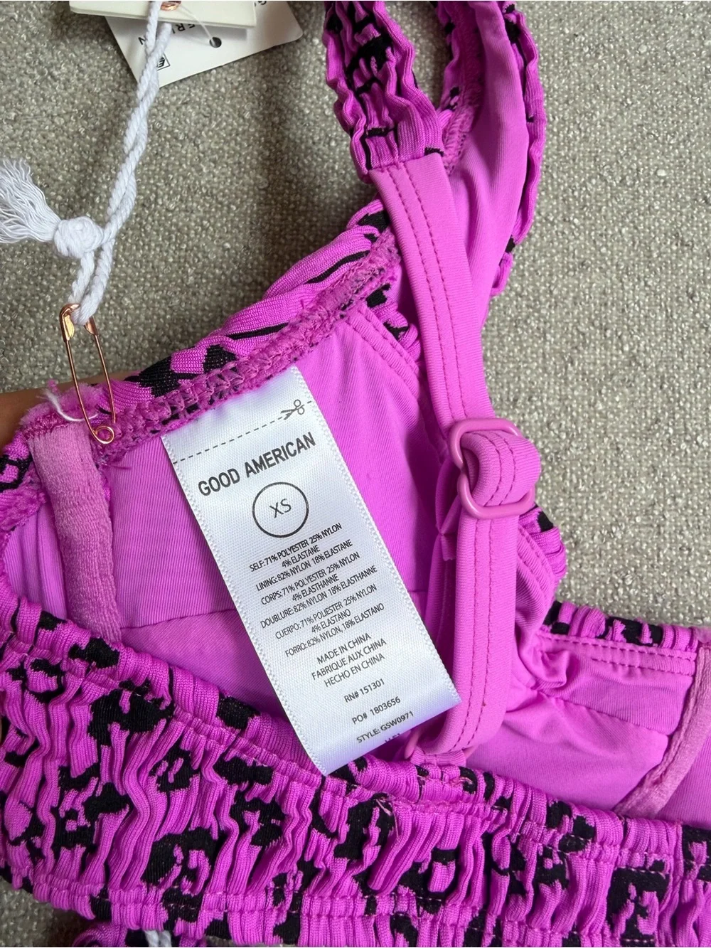 Good American Lollipop Leopard Always Fits Bikini Set NWT XS $148